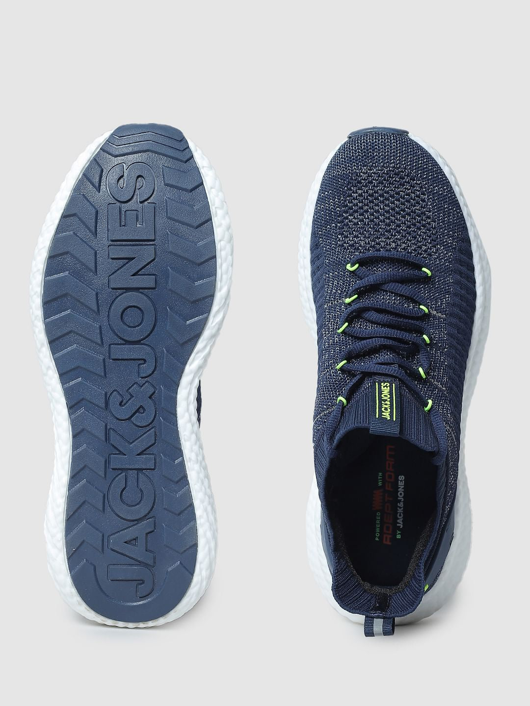 Blue Mesh Detail Lace-Up Sneakers