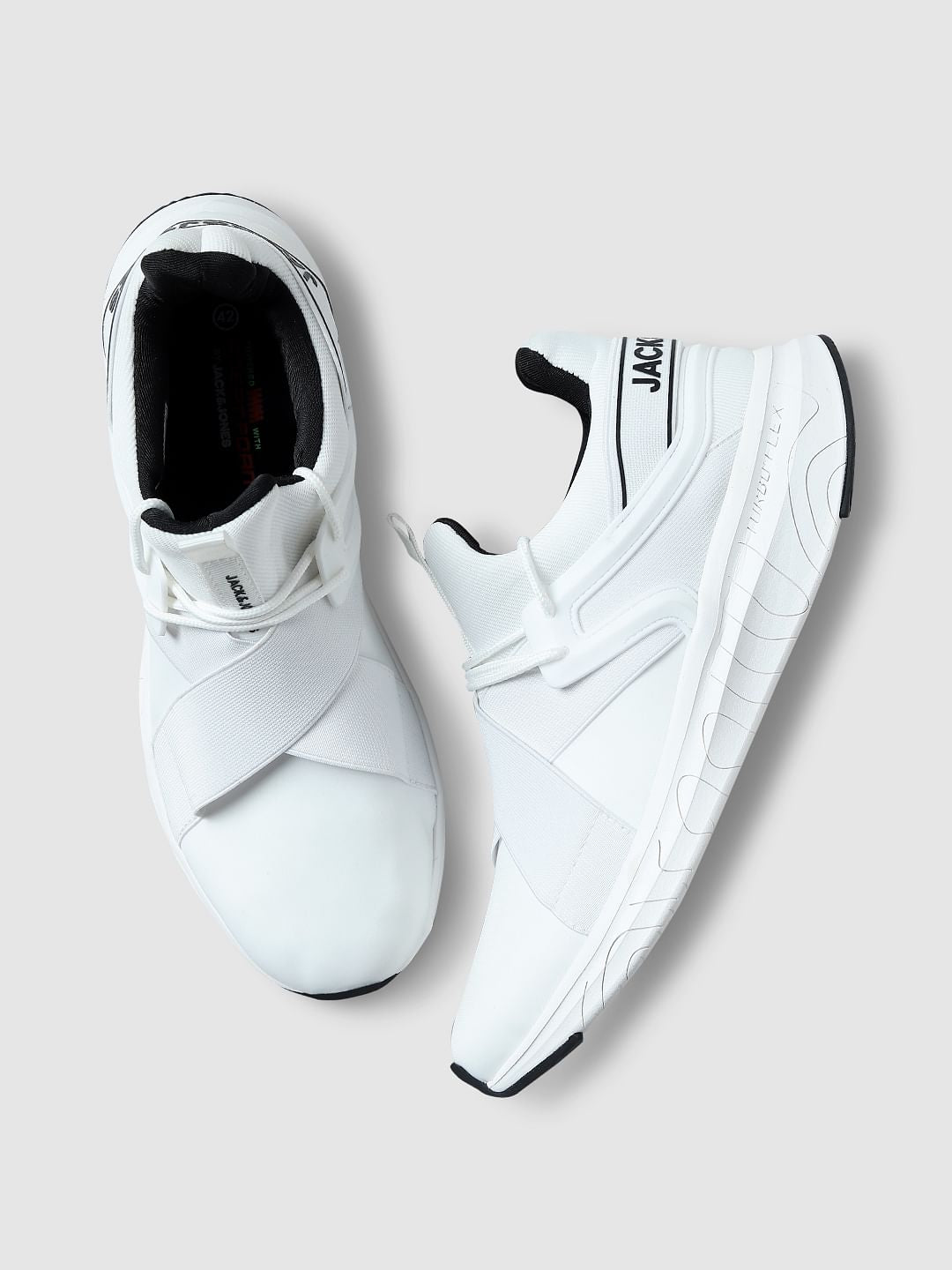 White Flex Sole Knitted Sneakers