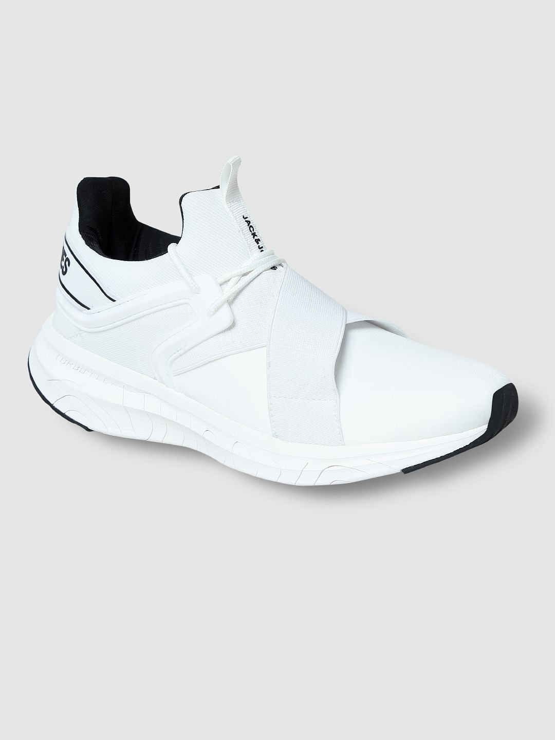 White Flex Sole Knitted Sneakers