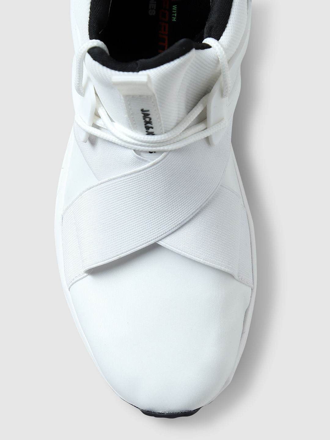 White Flex Sole Knitted Sneakers
