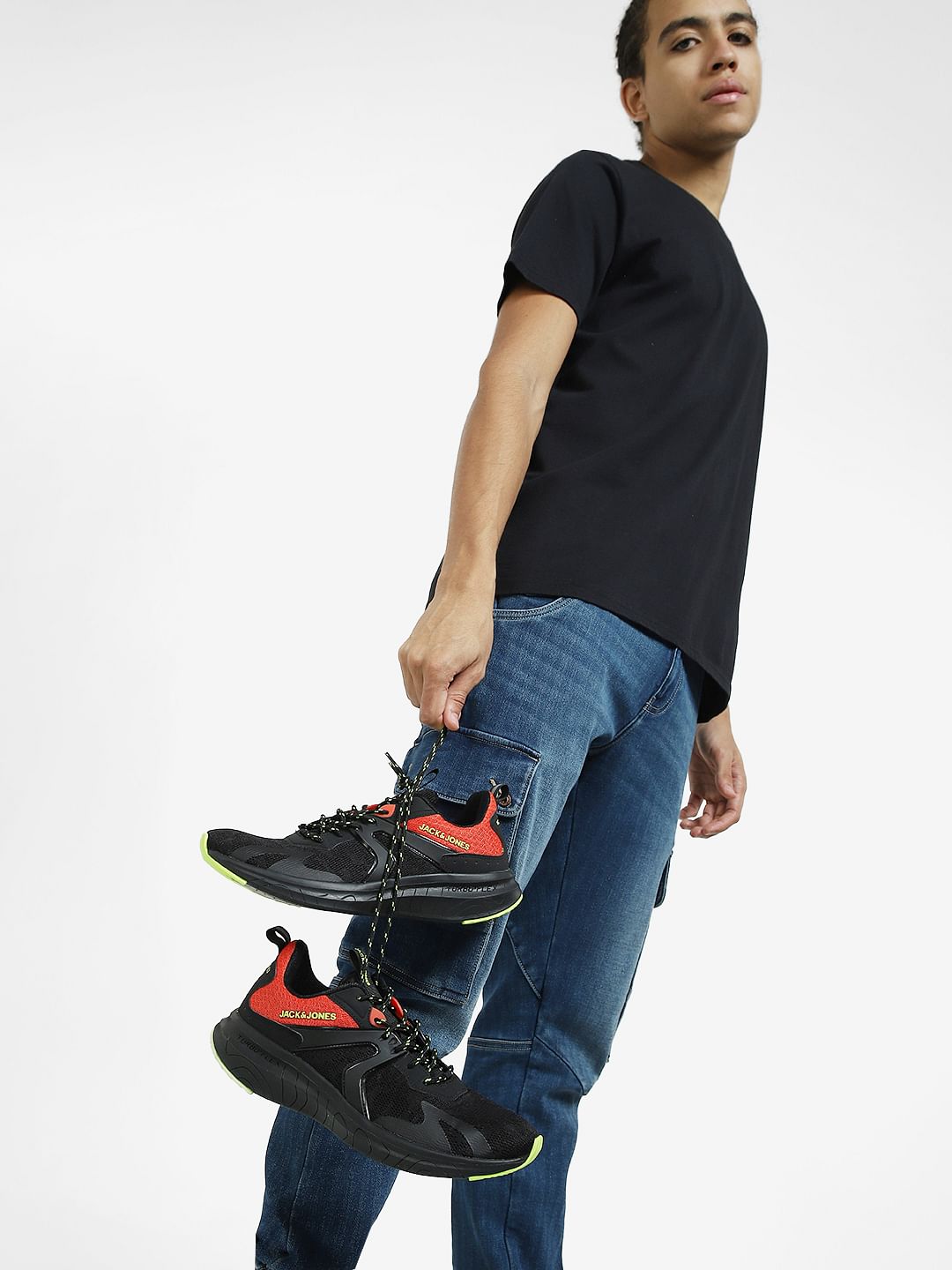 Black Flex Sole Knit Sneakers