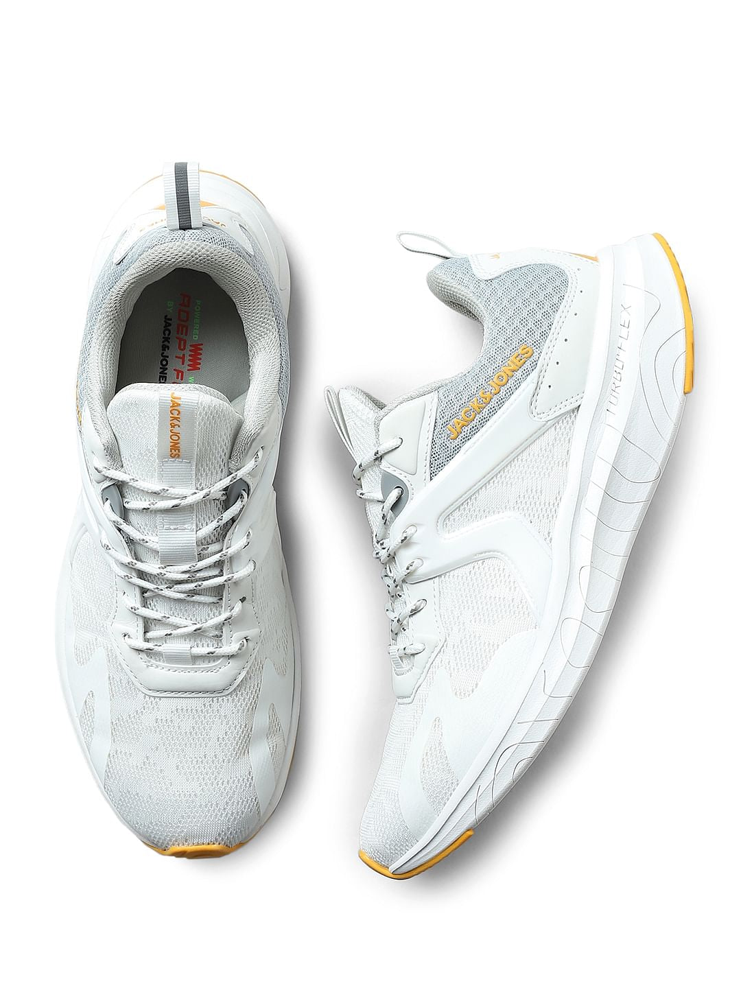 White Mid-Top Lace-Up Sneakers