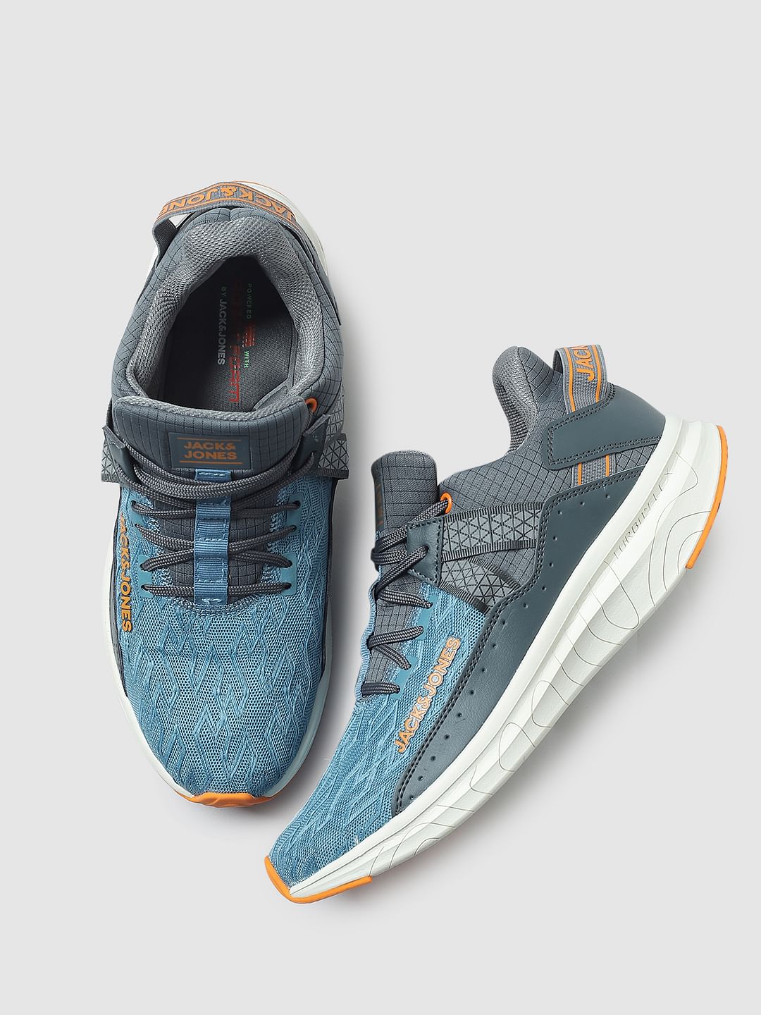 Blue Colourblocked Lace-Up Sneakers