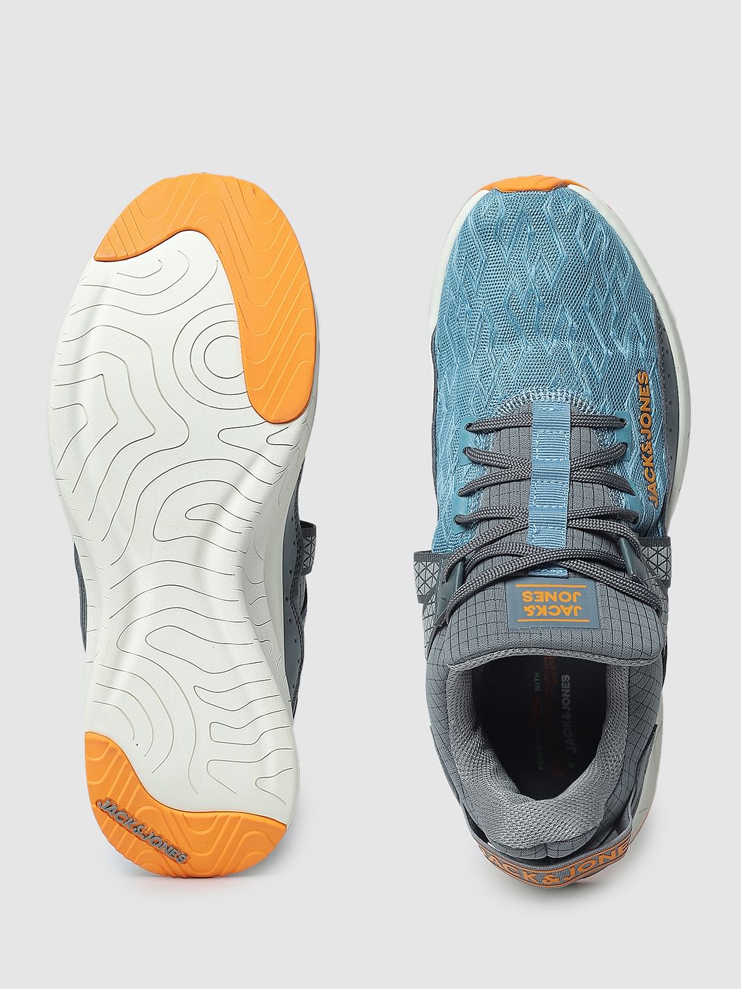 Blue Colourblocked Lace-Up Sneakers