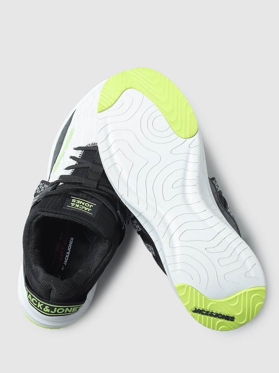 White & Black Colourblocked Lace-Up Sneakers