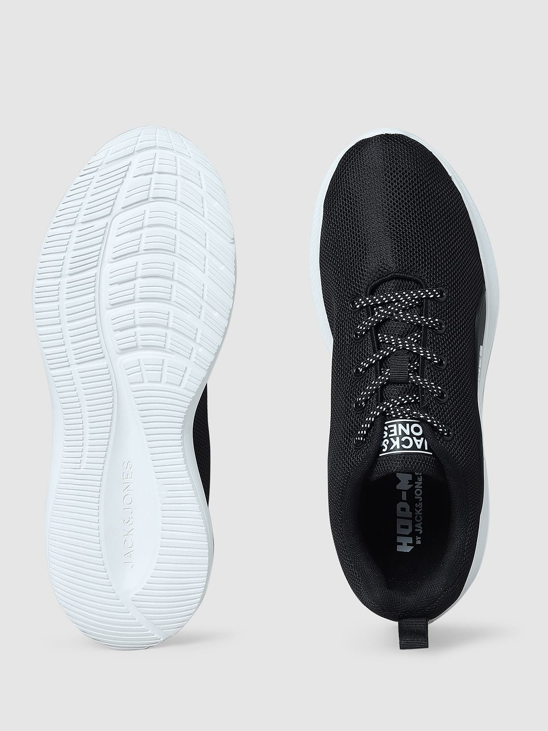 Black Lace-Up Mesh Sneakers