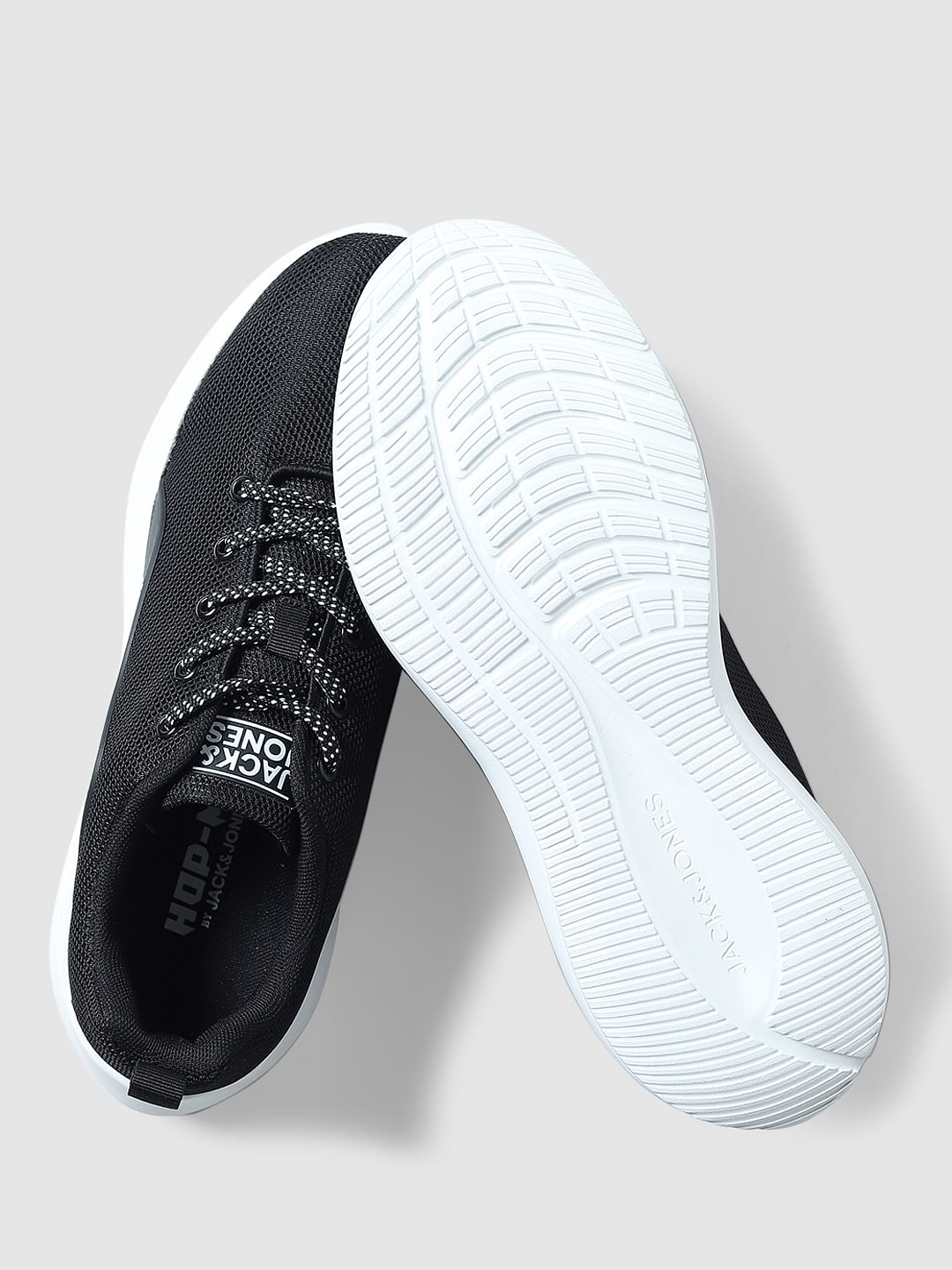 Black Lace-Up Mesh Sneakers