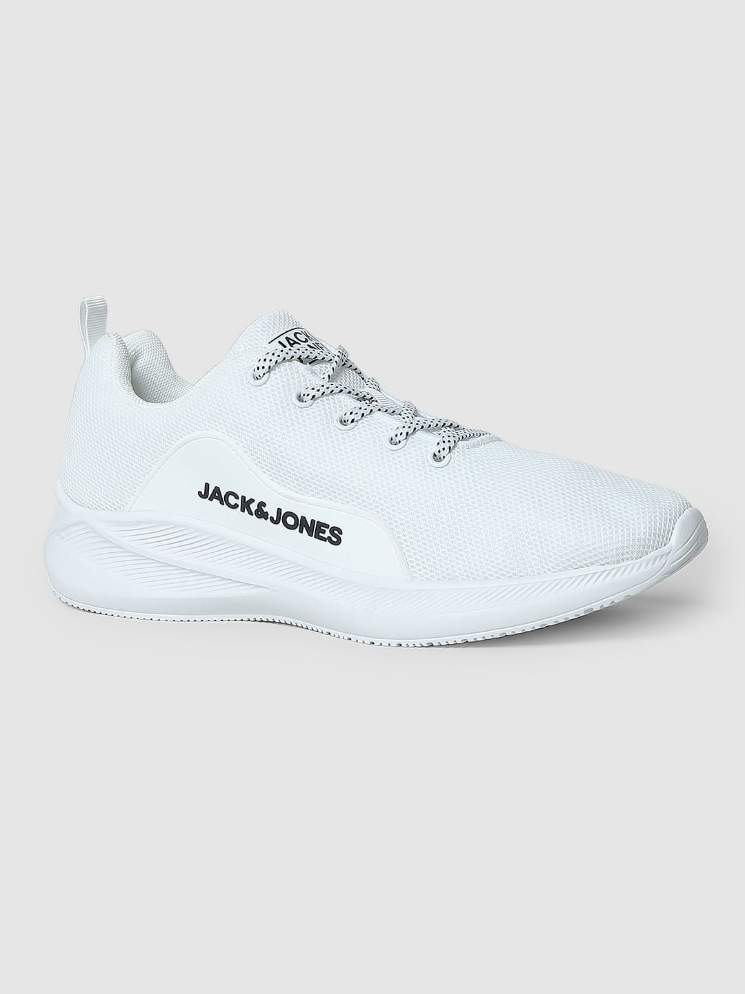 White Lace-Up Mesh Sneakers