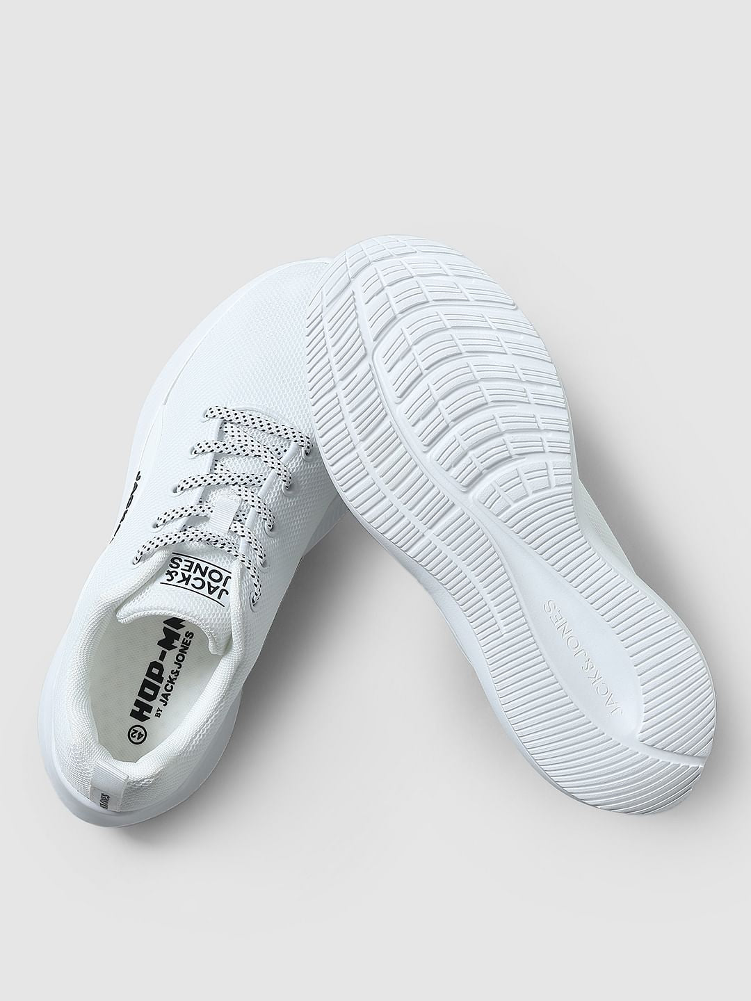 White Lace-Up Mesh Sneakers