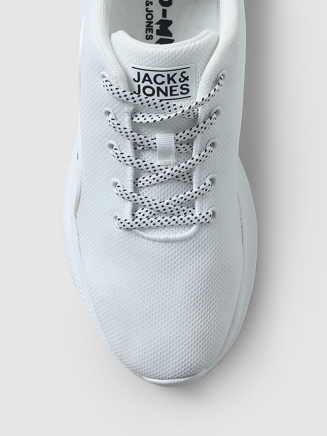 White Lace-Up Mesh Sneakers