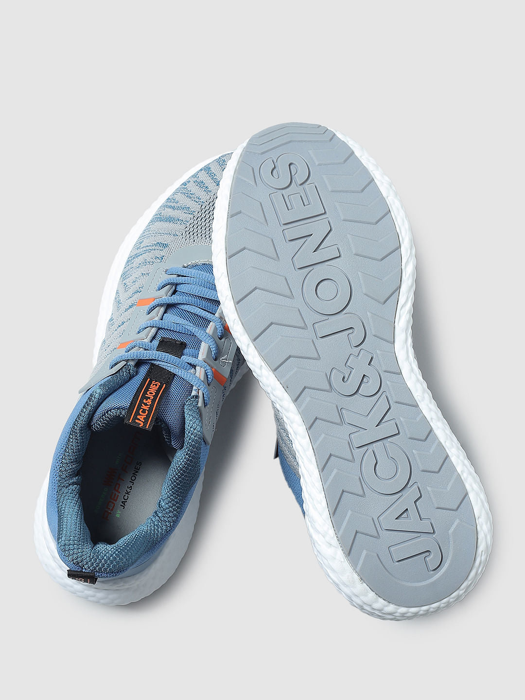 Light Blue Mesh Detail Lace-Up Sneakers