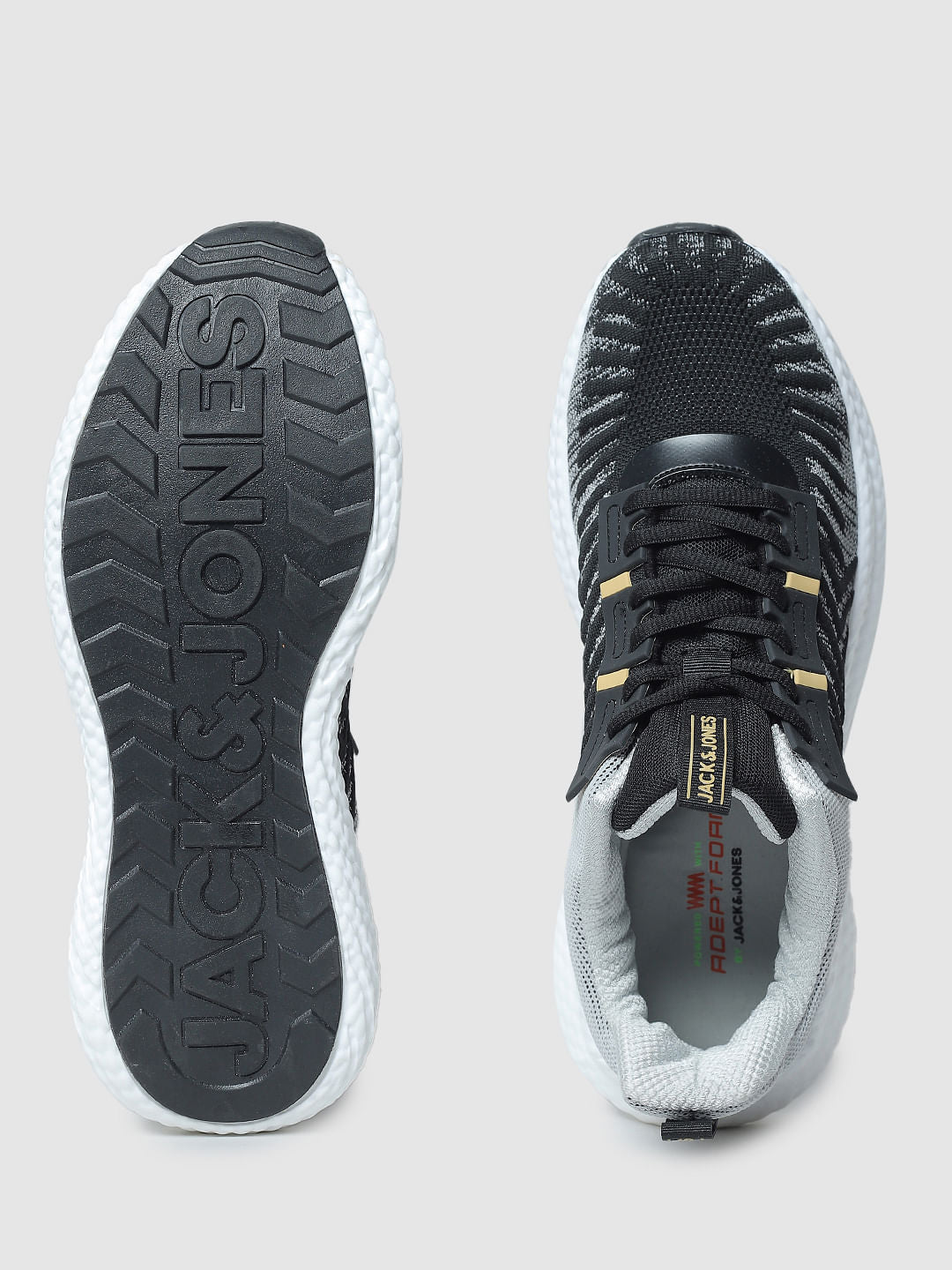 Black Mesh Detail Lace-Up Sneakers