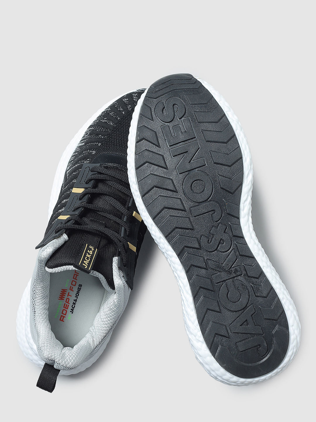 Black Mesh Detail Lace-Up Sneakers