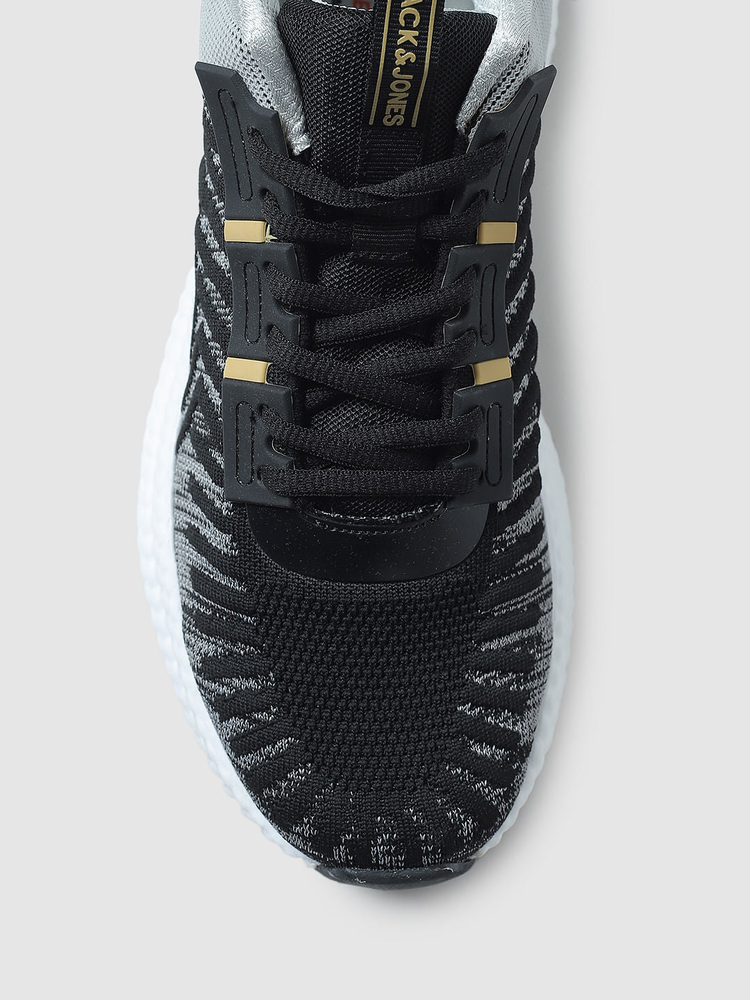 Black Mesh Detail Lace-Up Sneakers