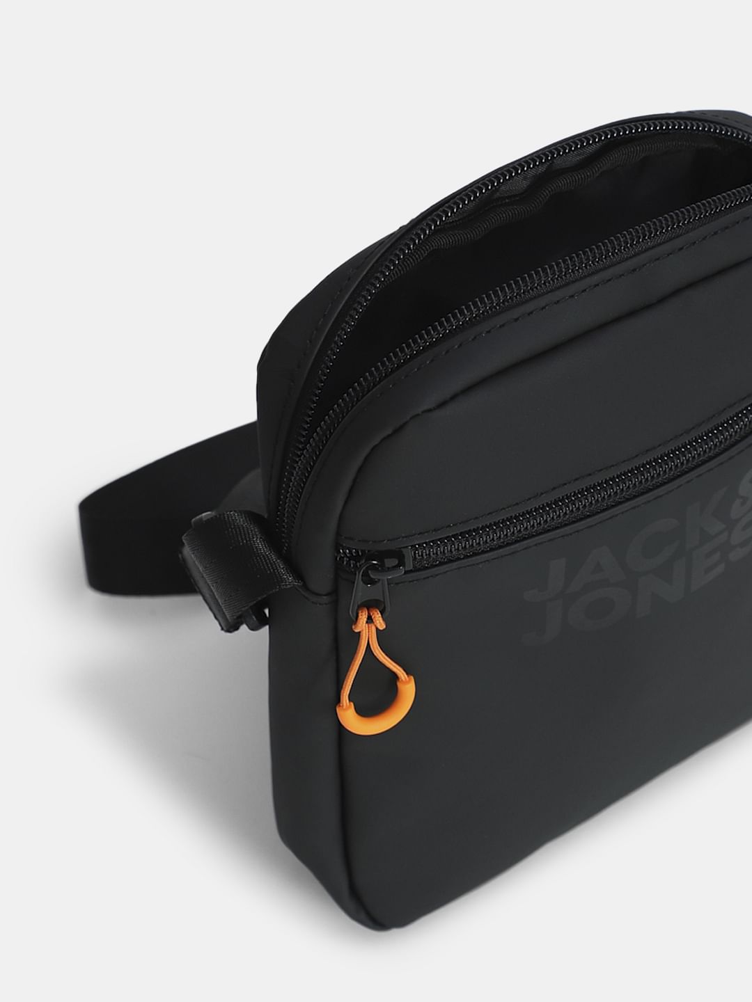 Black Logo Print Crossbody Bag