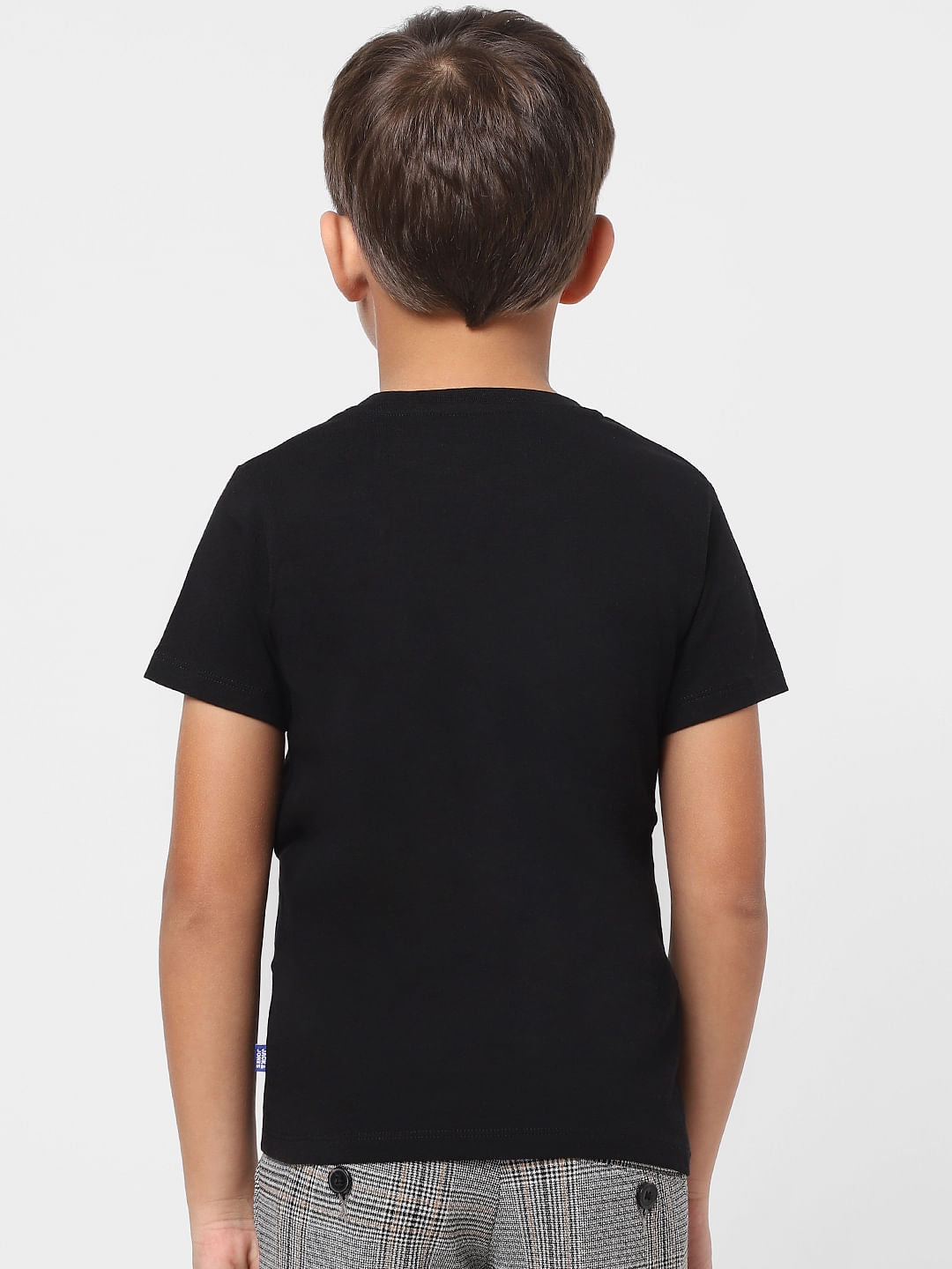 Boys Black Graphic Print Crew Neck T-shirt