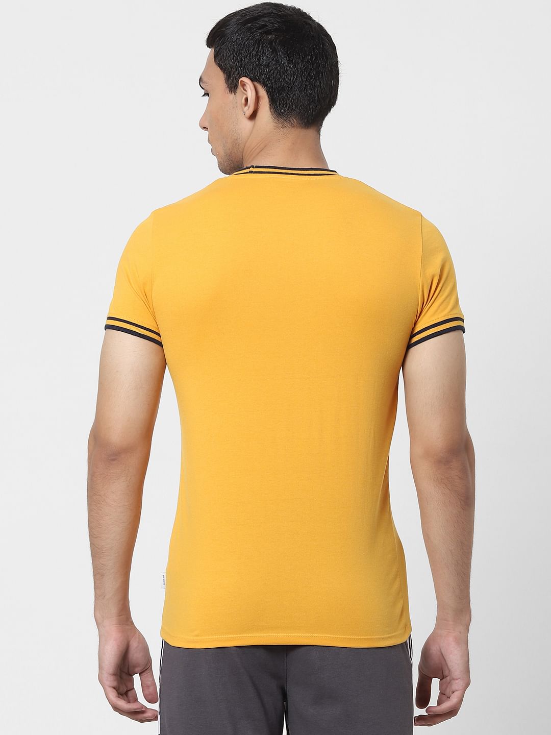 Yellow Contrast Tipping Crew Neck T-shirt