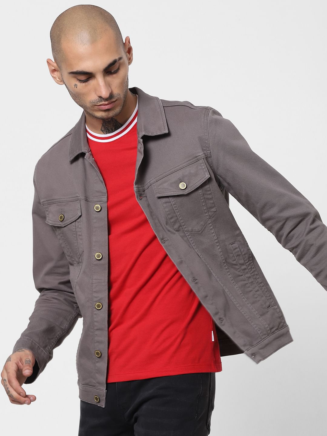 Red Contrast Tipping Crew Neck T-shirt