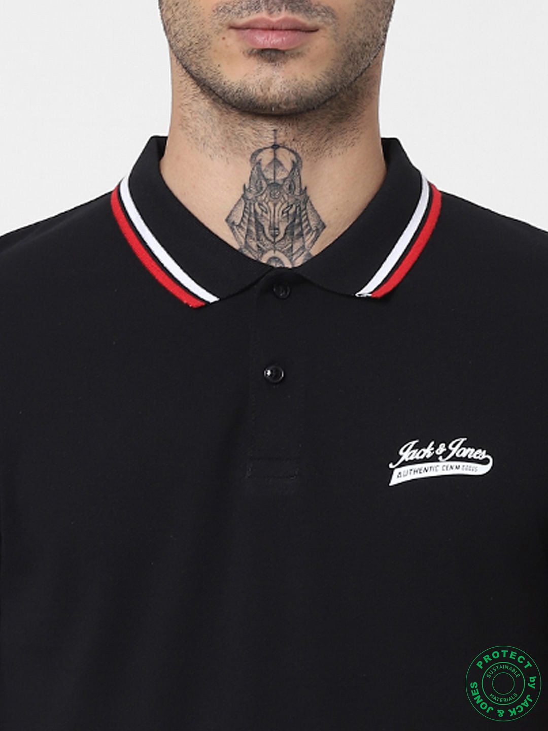 Black Contrast Tipping Polo T-shirt