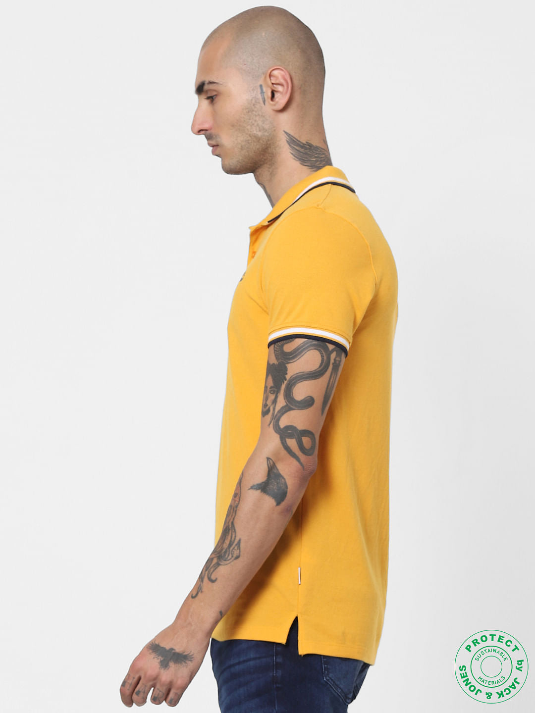 Yellow Contrast Tipping Polo T-shirt