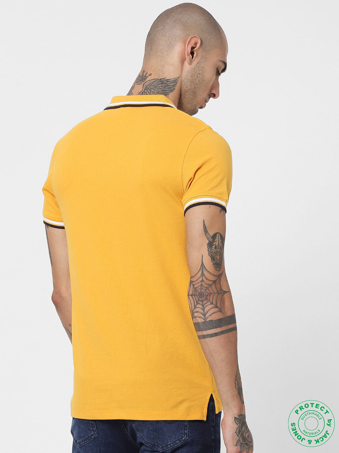 Yellow Contrast Tipping Polo T-shirt