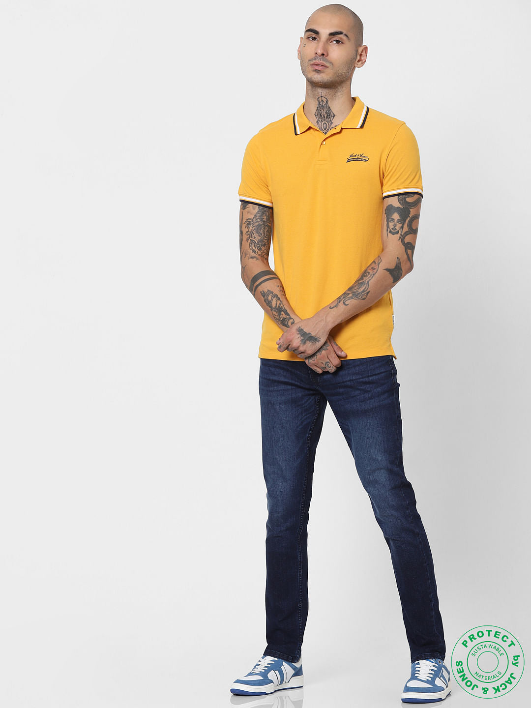 Yellow Contrast Tipping Polo T-shirt