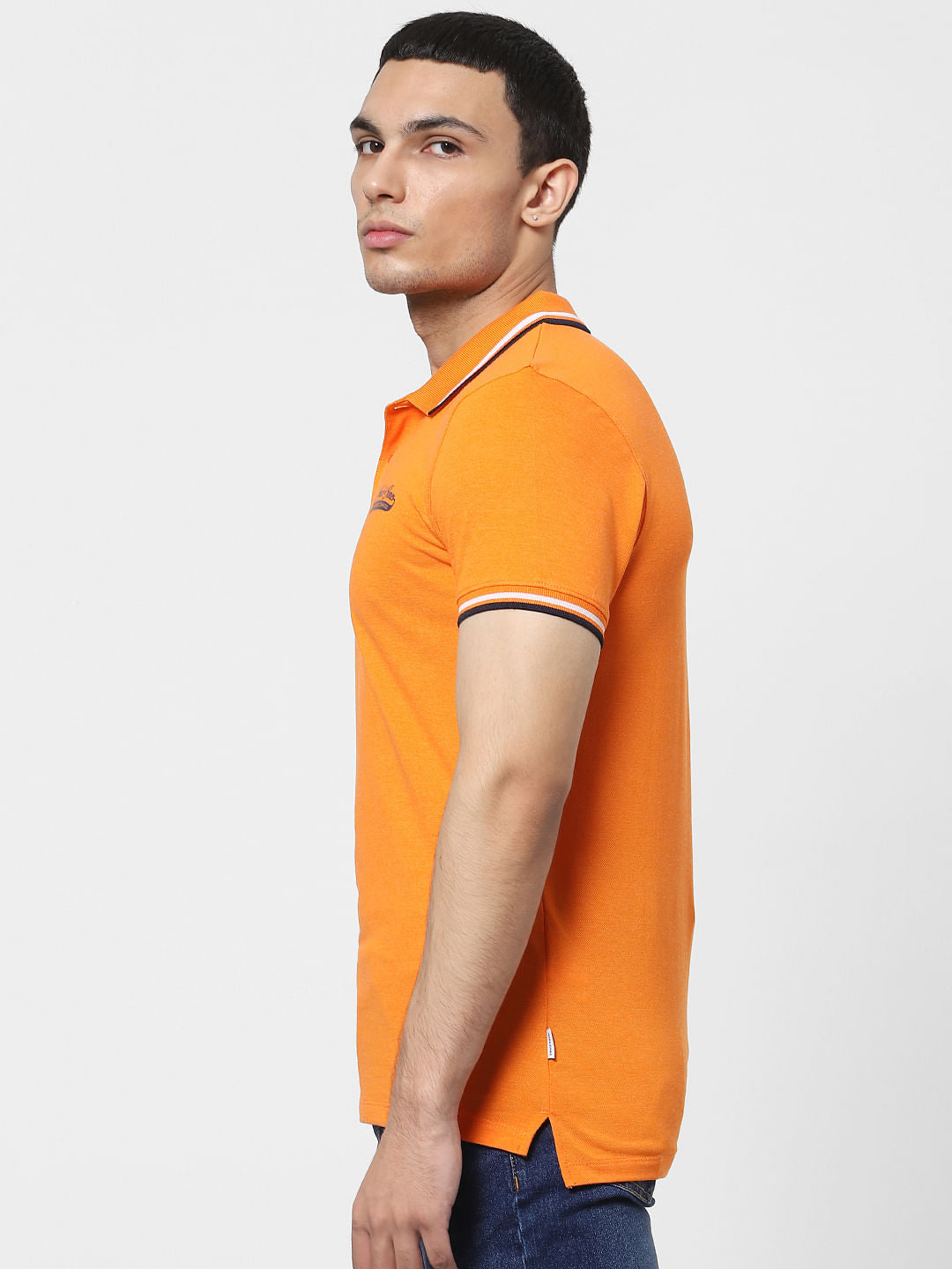 Orange Contrast Tipping Polo T-shirt