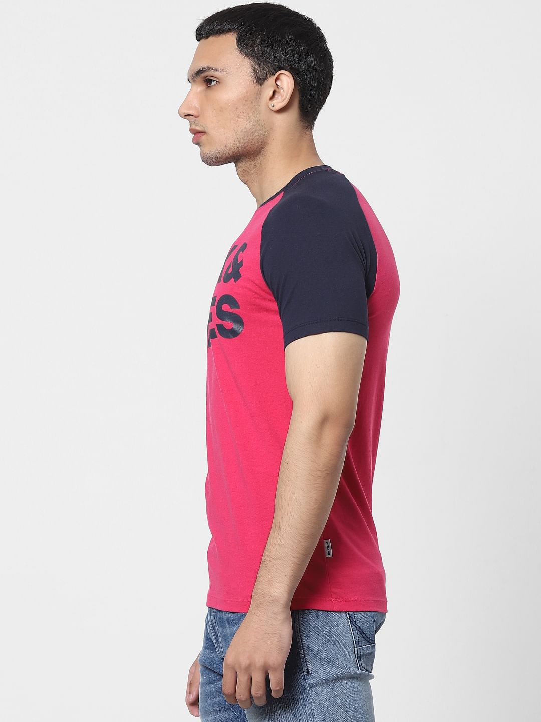 Pink Logo Print Crew Neck T-shirt