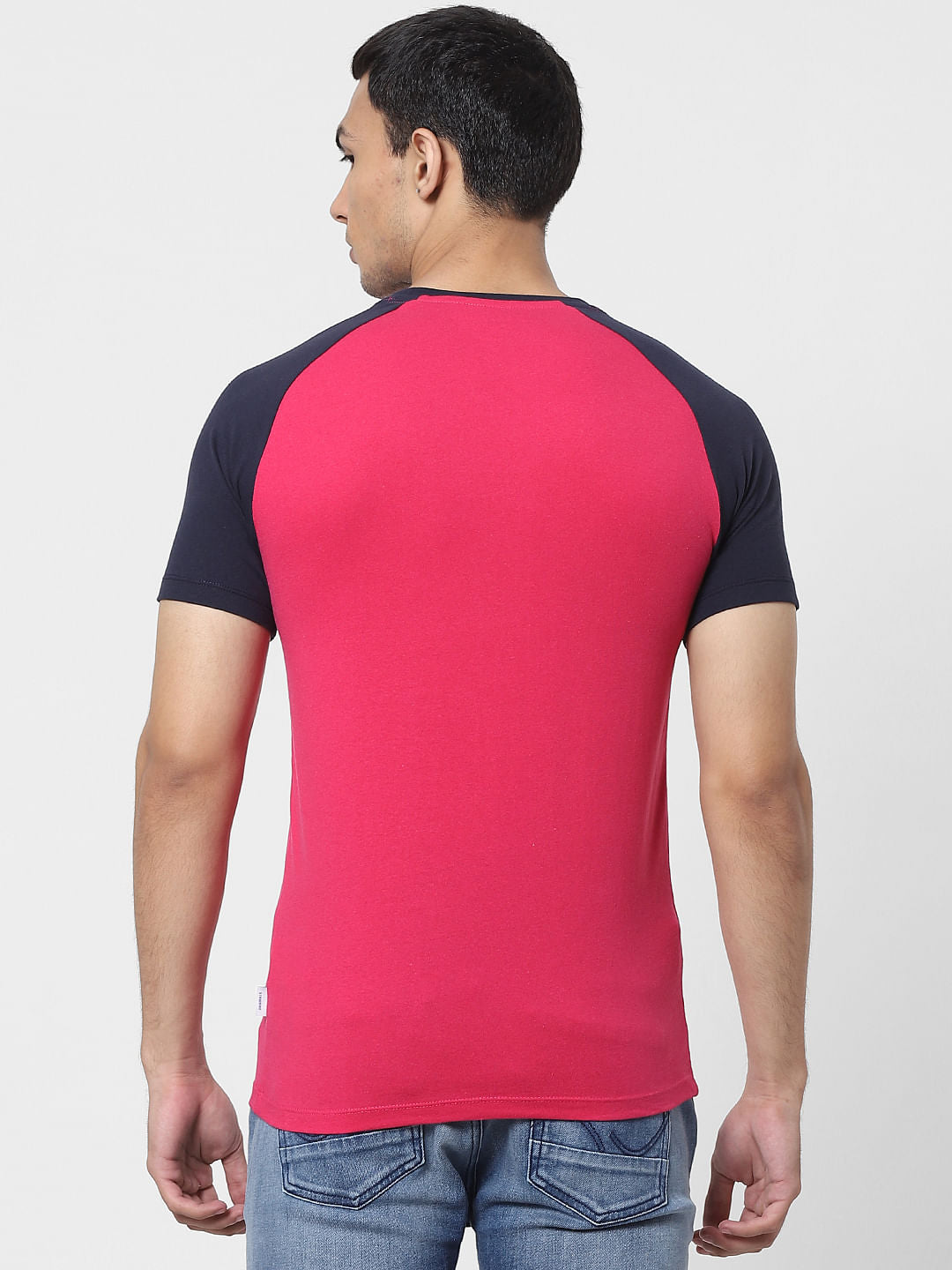 Pink Logo Print Crew Neck T-shirt
