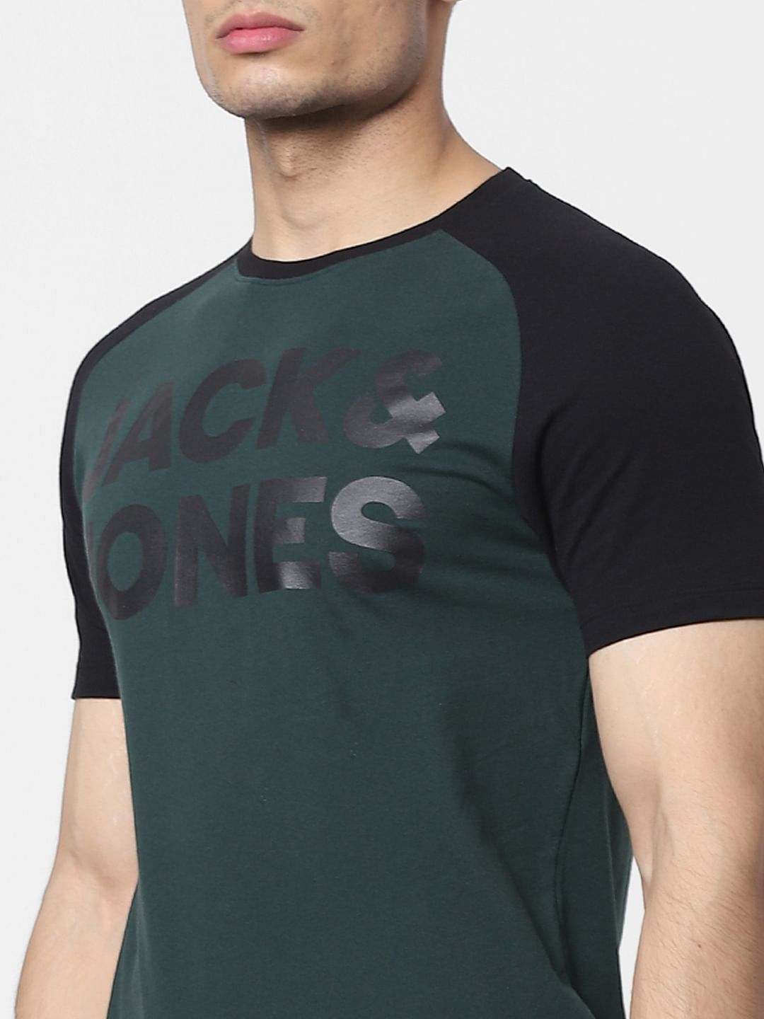 Green Logo Print Crew Neck T-shirt
