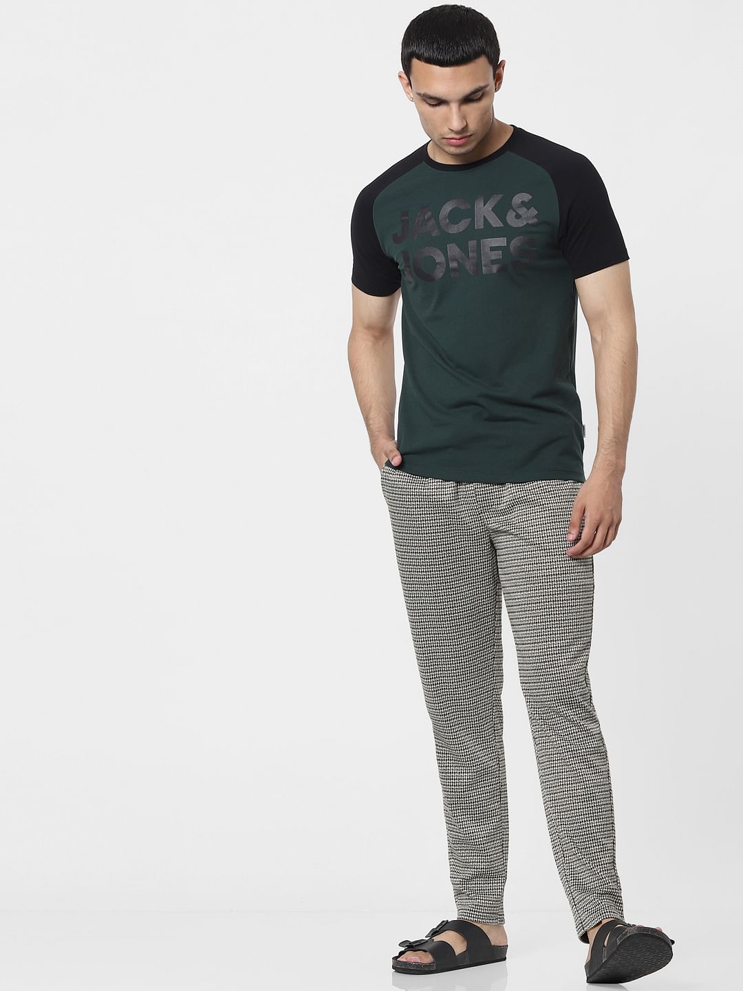 Green Logo Print Crew Neck T-shirt