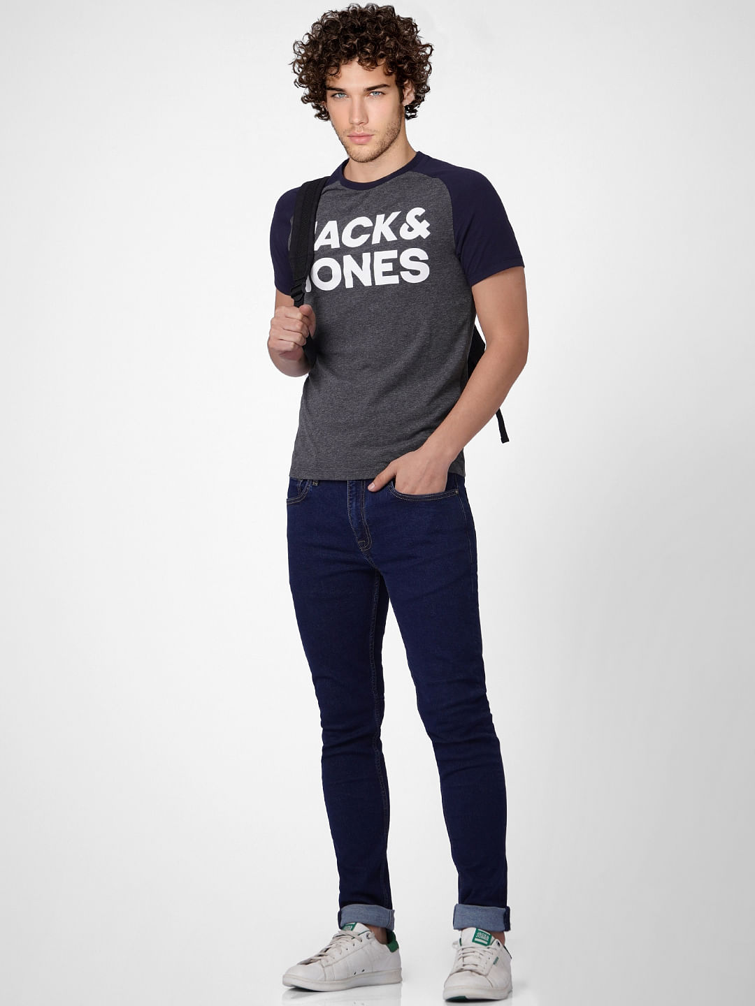 Grey Logo Print Crew Neck T-shirt - S