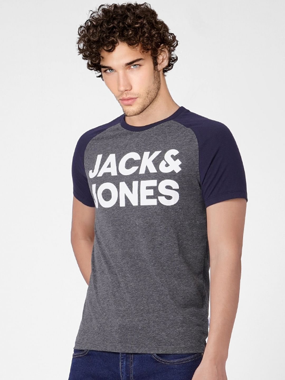 Grey Logo Print Crew Neck T-shirt