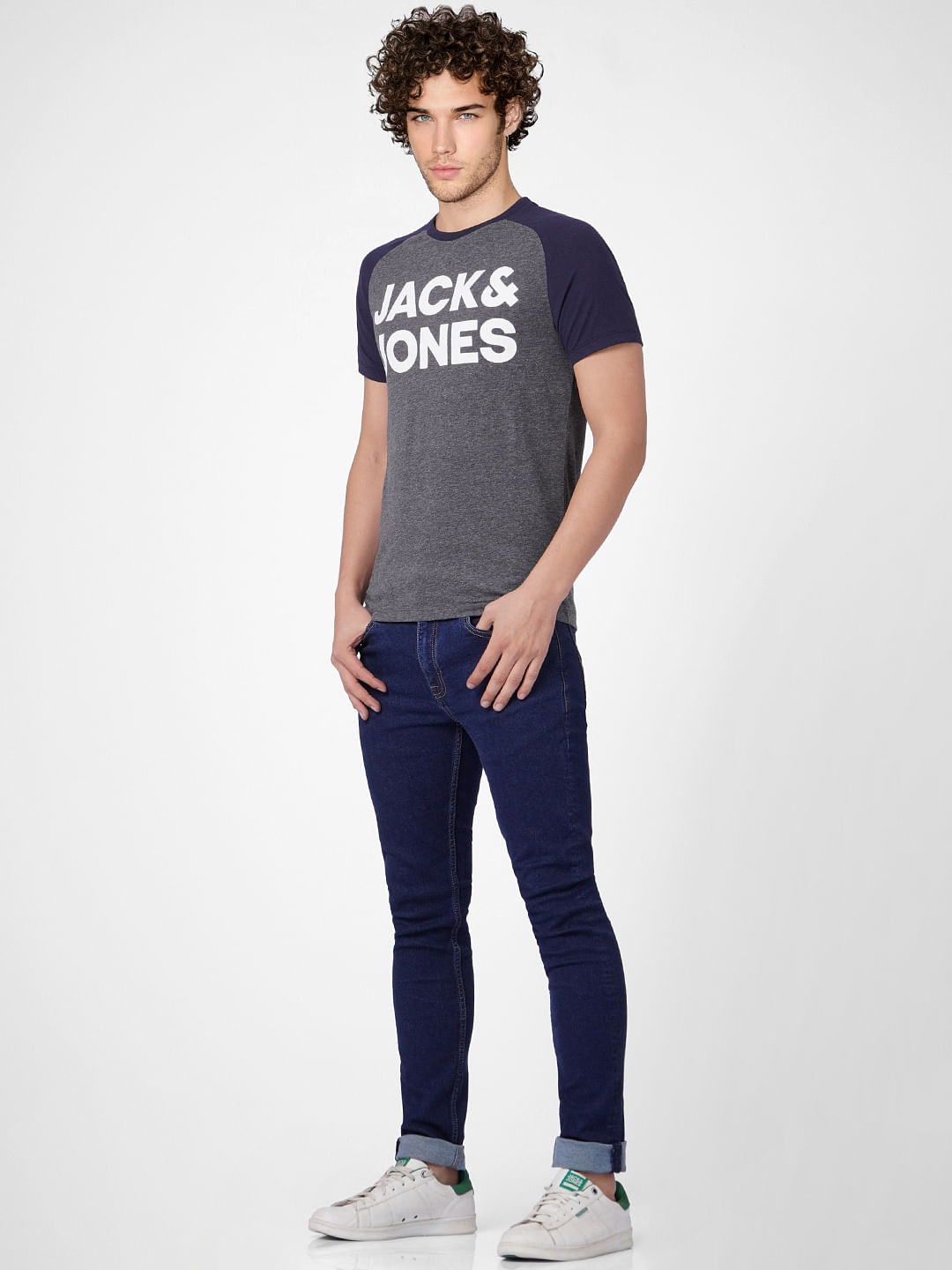 Grey Logo Print Crew Neck T-shirt