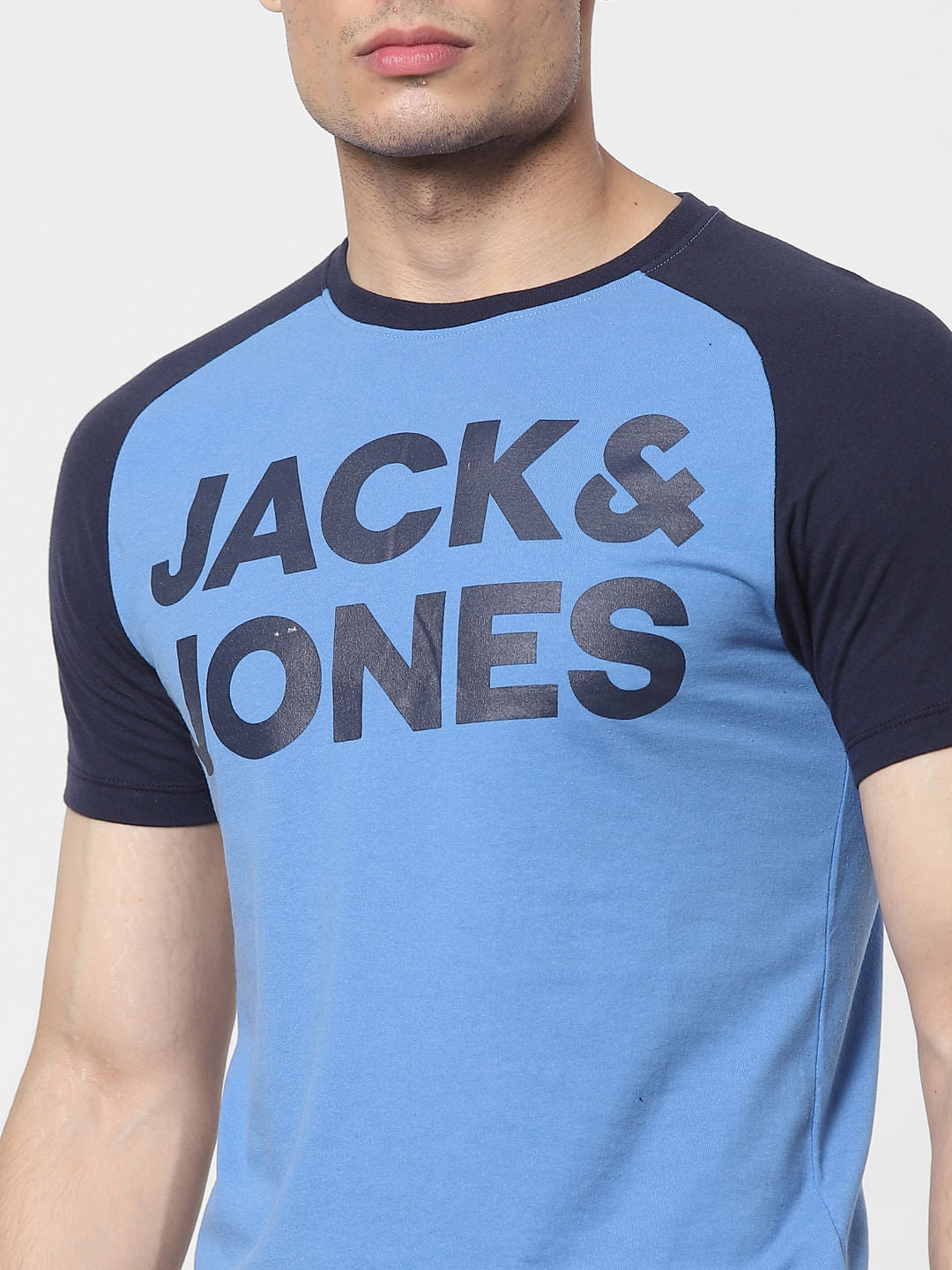 Blue Logo Print Crew Neck T-shirt