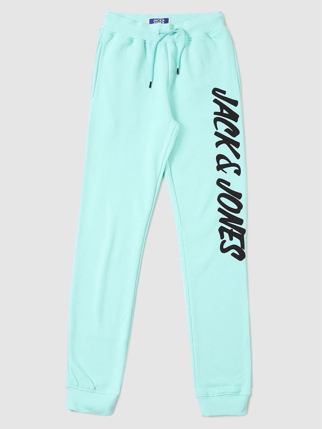 Boys Green Low Rise Logo Print Sweatpants - 4/5Y
