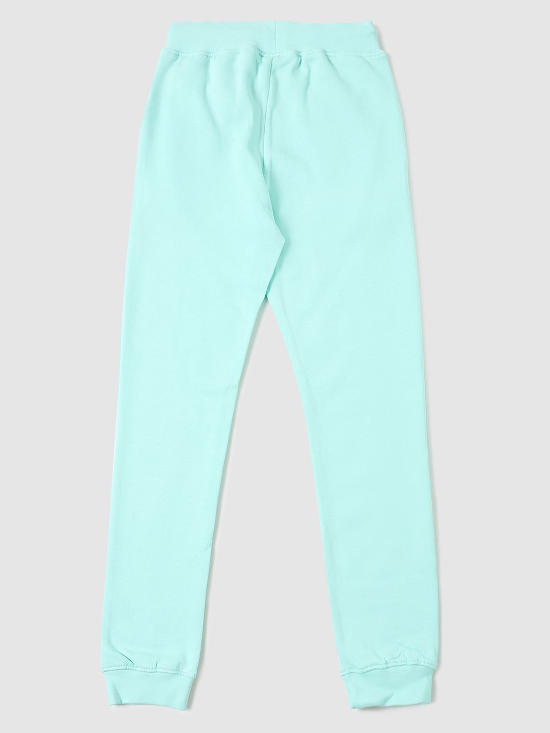 Boys Green Low Rise Logo Print Sweatpants