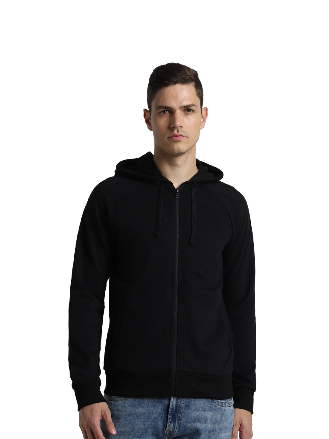 Black Zip-Up Hooded Jacket