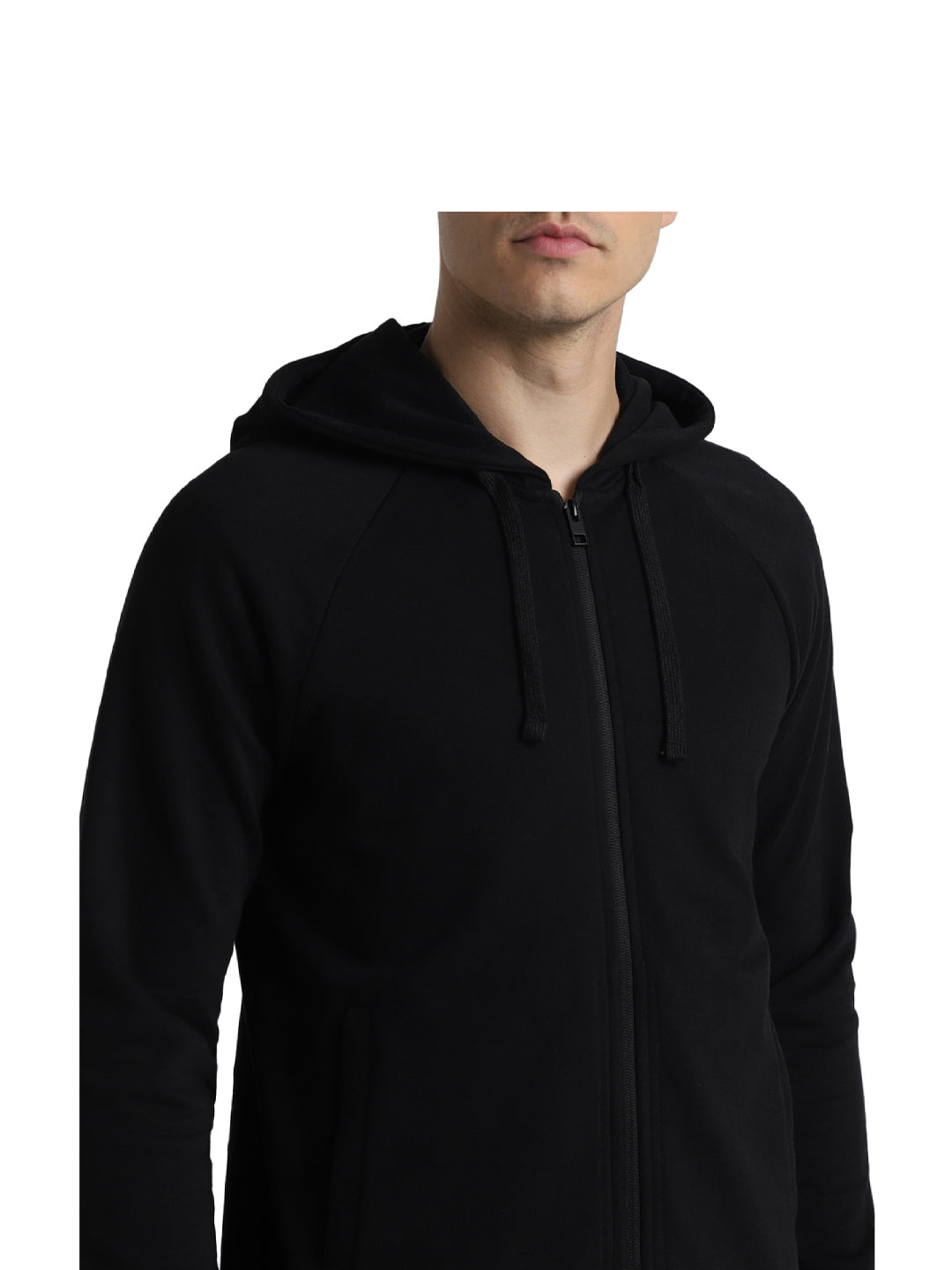 Black Zip-Up Hooded Jacket