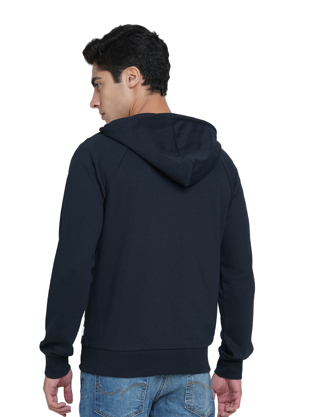 Dark Navy Zip-Up Hooded Jacket
