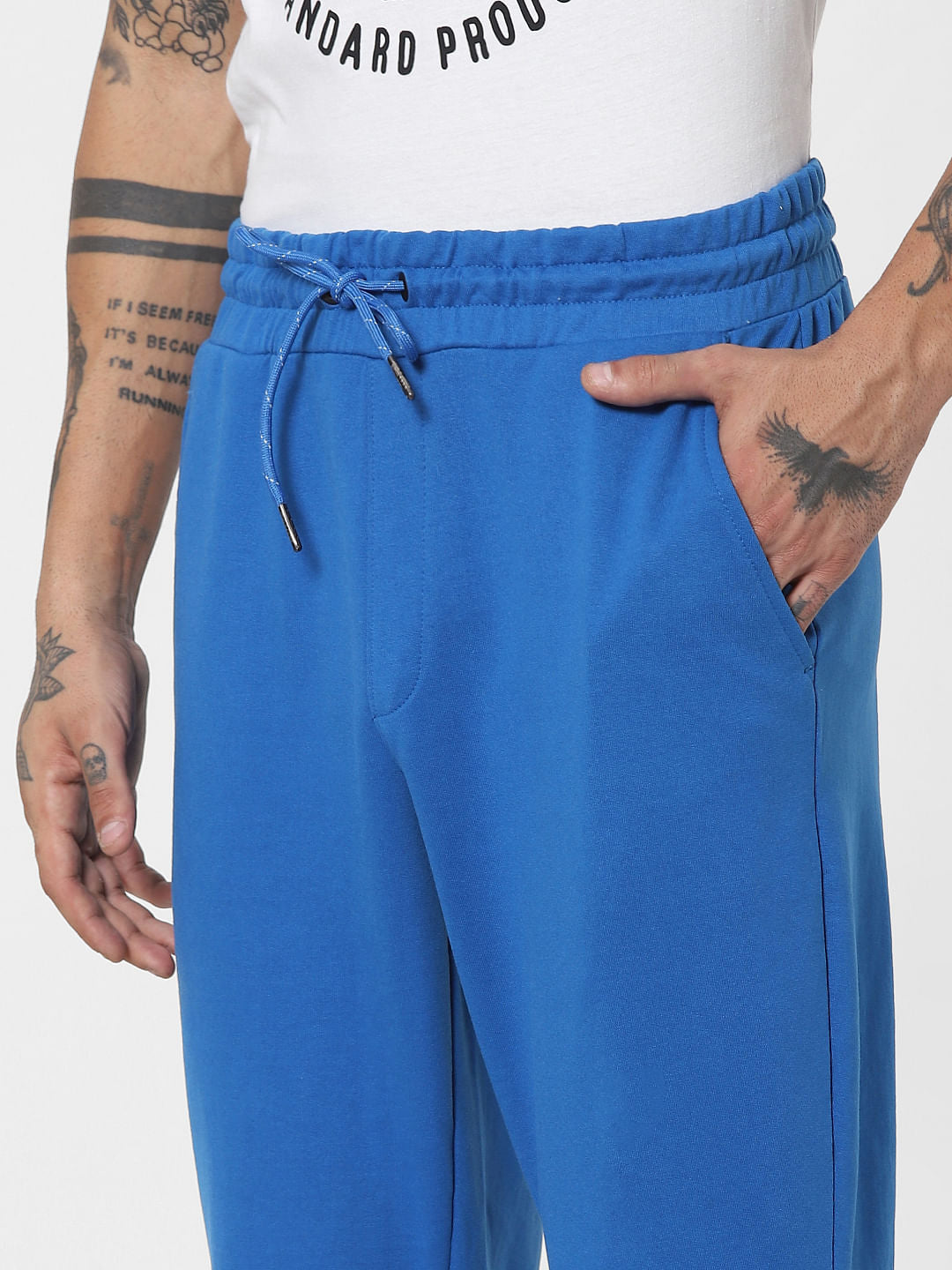Blue Mid Rise Sweatpants