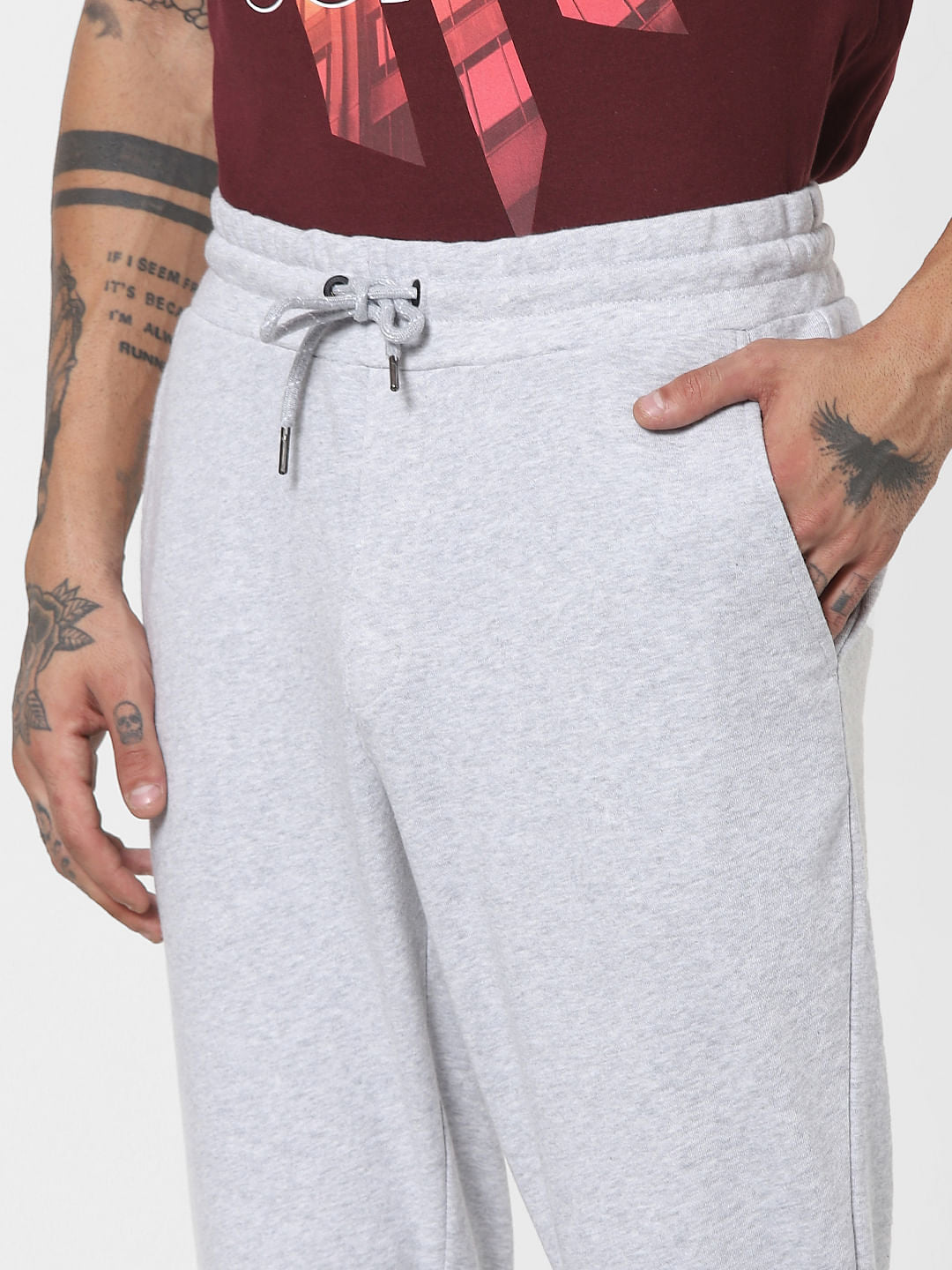 Grey Mid Rise Sweatpants