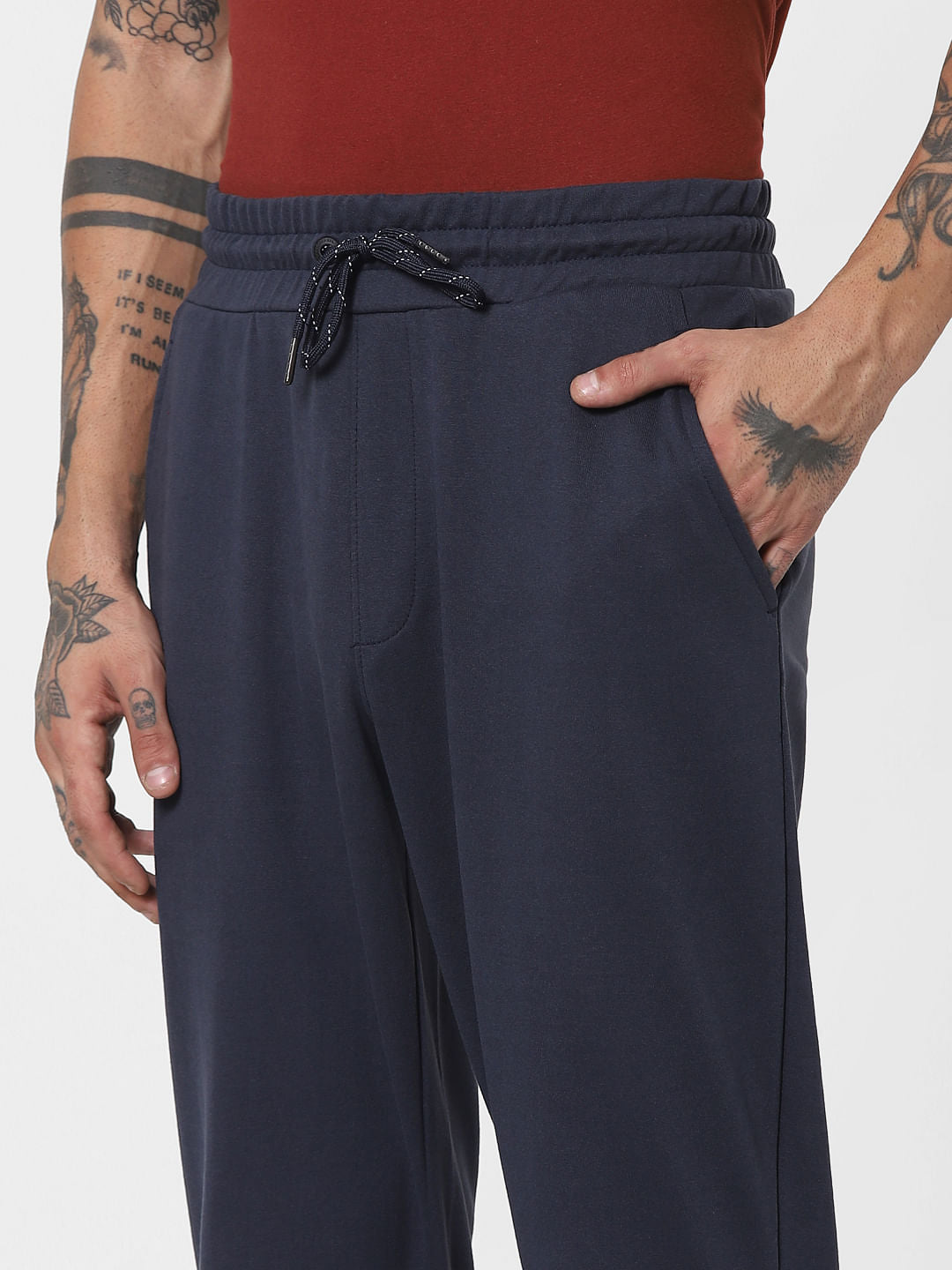 Blue Mid Rise Sweatpants