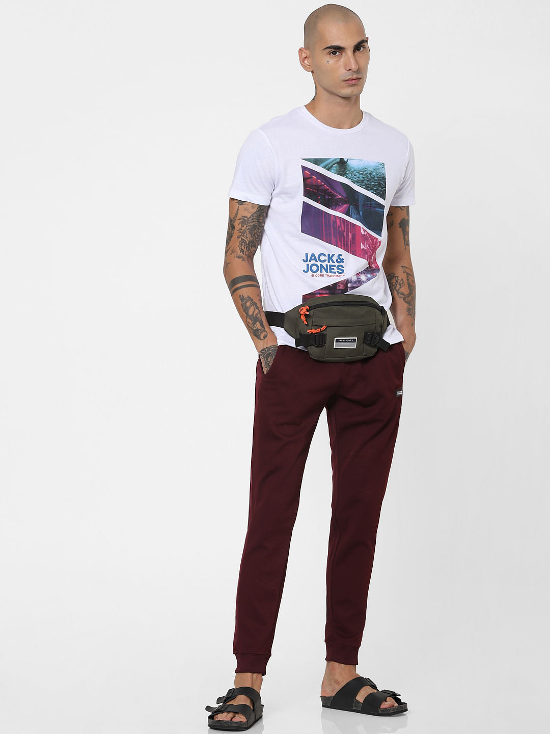 Burgundy Mid Rise Textured Sweatpants - S
