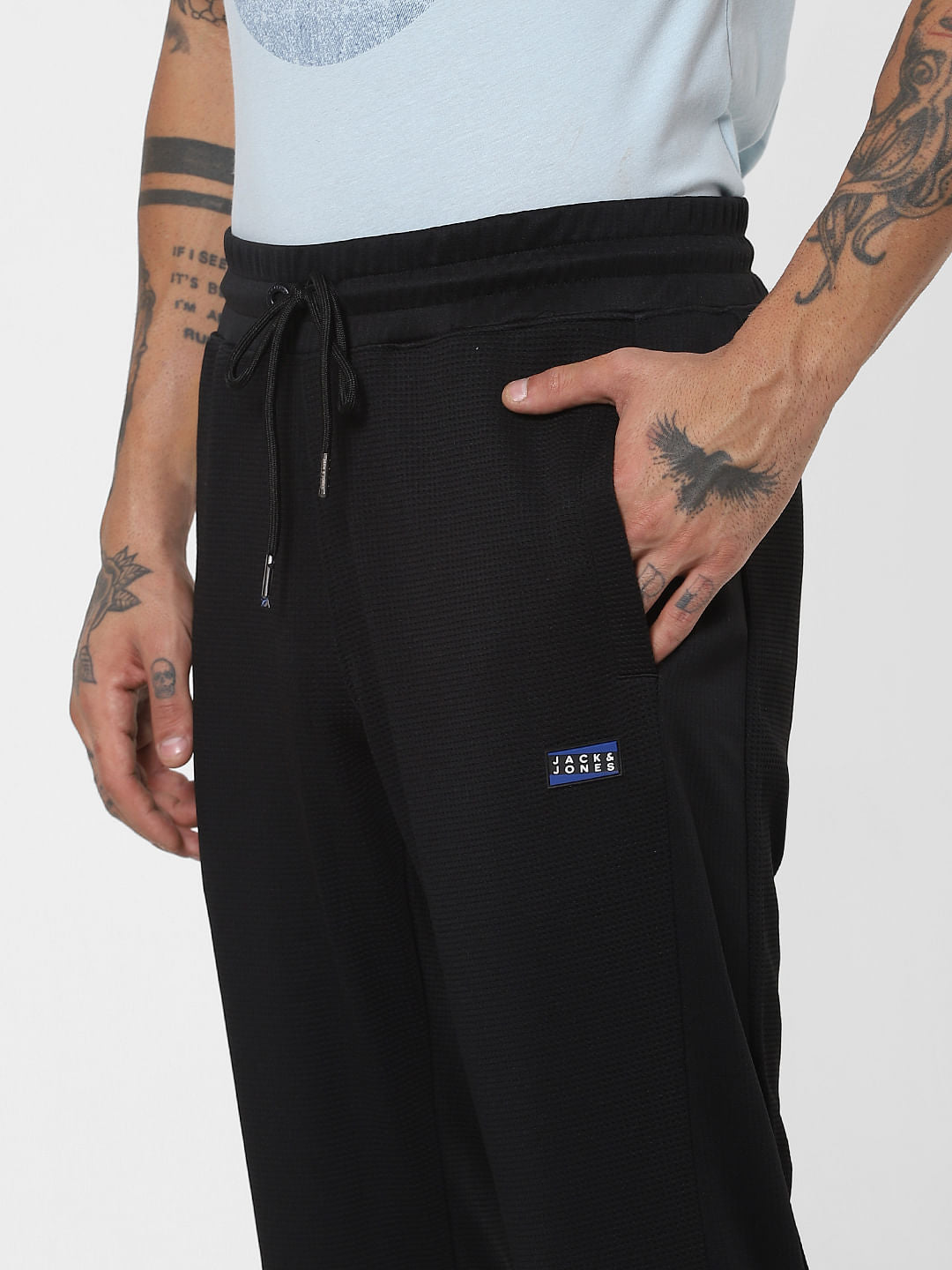 Black Mid Rise Textured Sweatpants