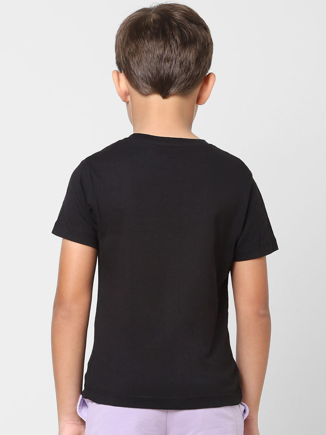 Boys Black Logo Print Crew Neck T-shirt