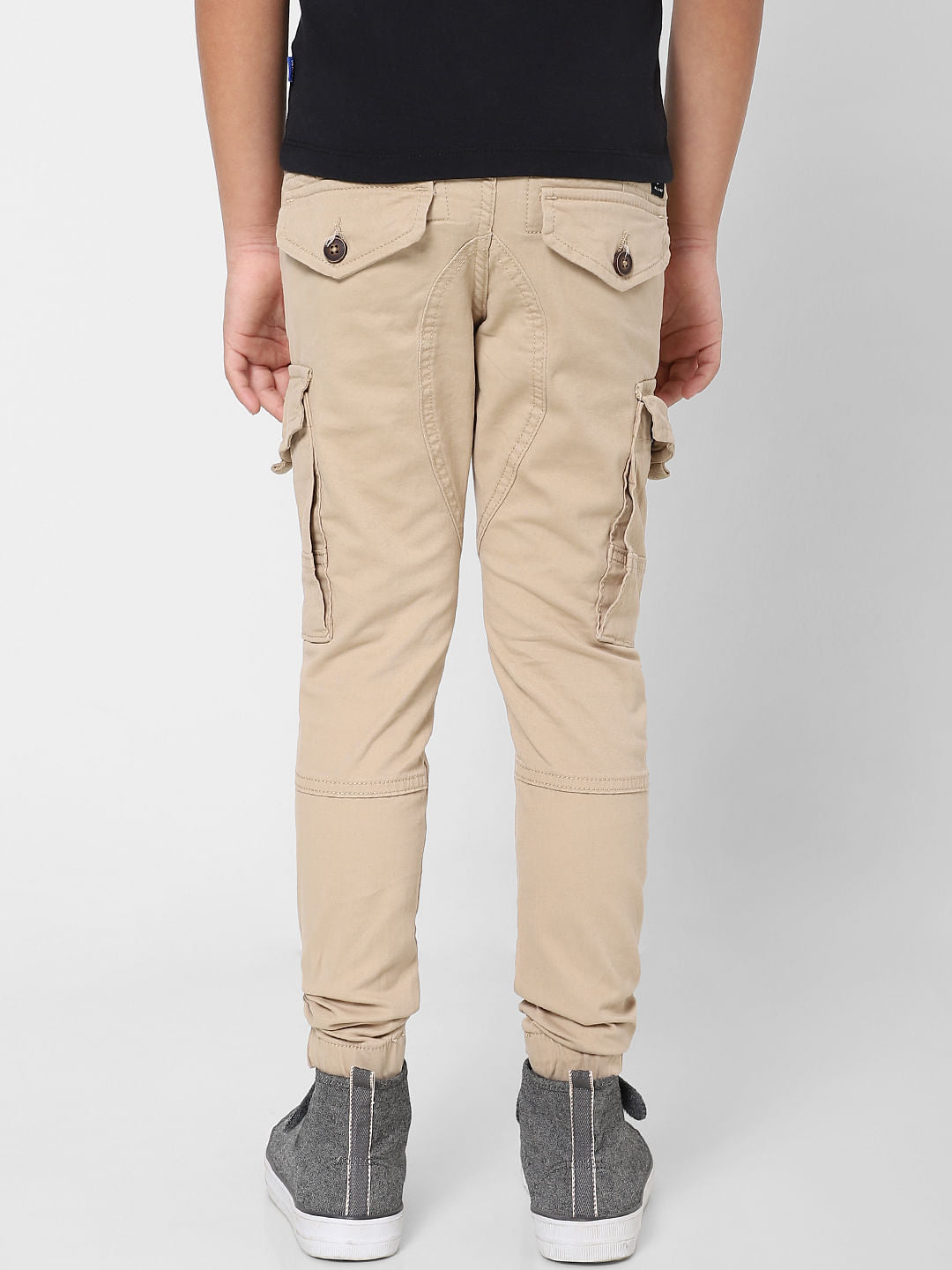 Boys Beige Low Rise Pants