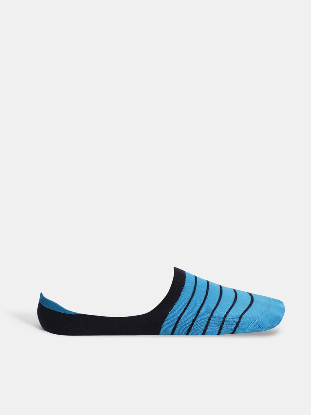 Pack of 3 Striped No-Show Socks - Black, Blue & Green