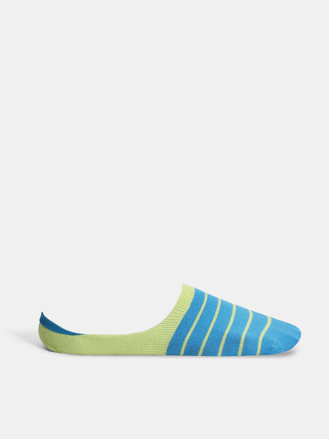Pack of 3 Striped No-Show Socks - Black, Blue & Green