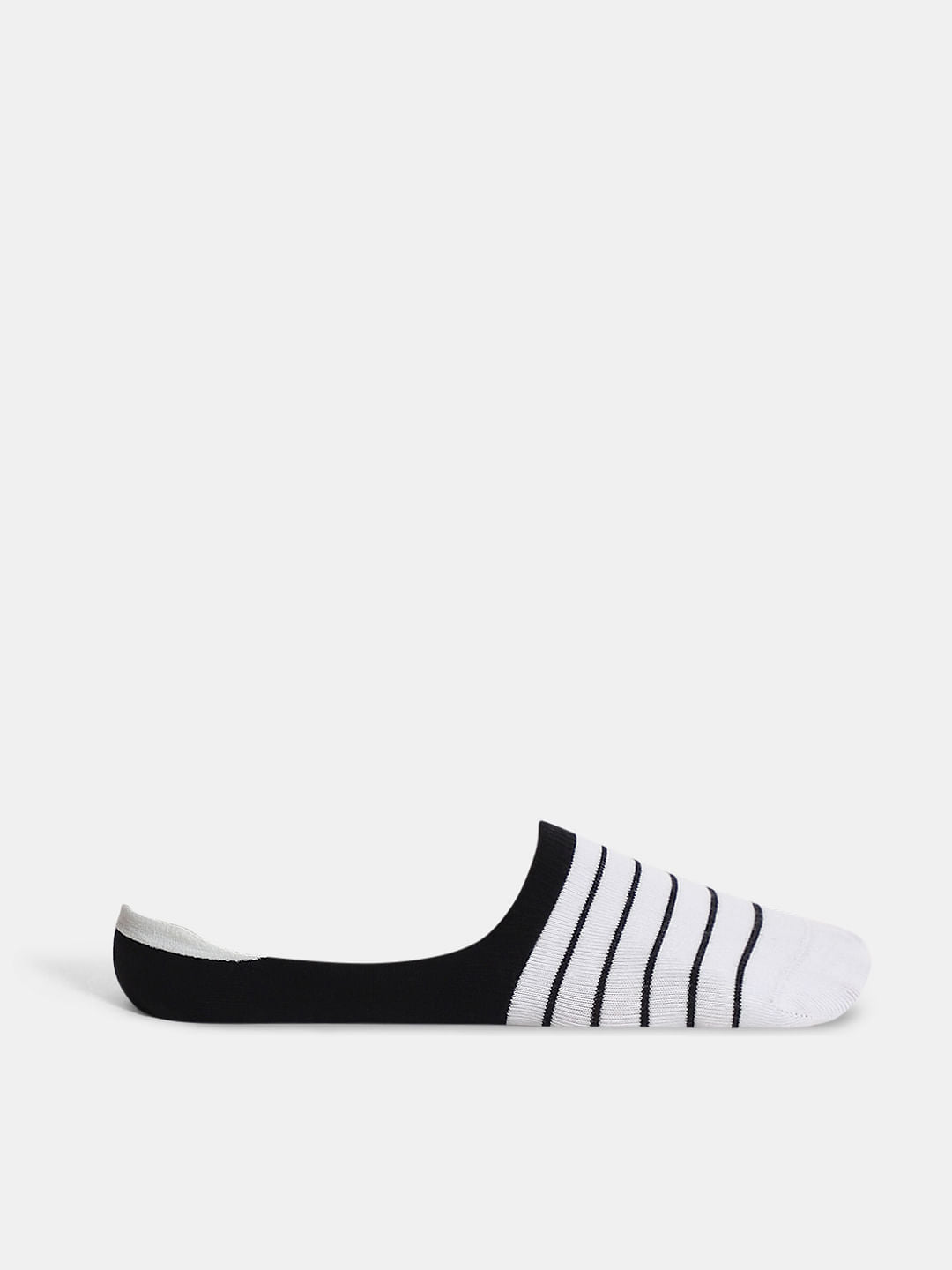 Pack of 3 Striped No-Show Socks - Black, Blue & Green